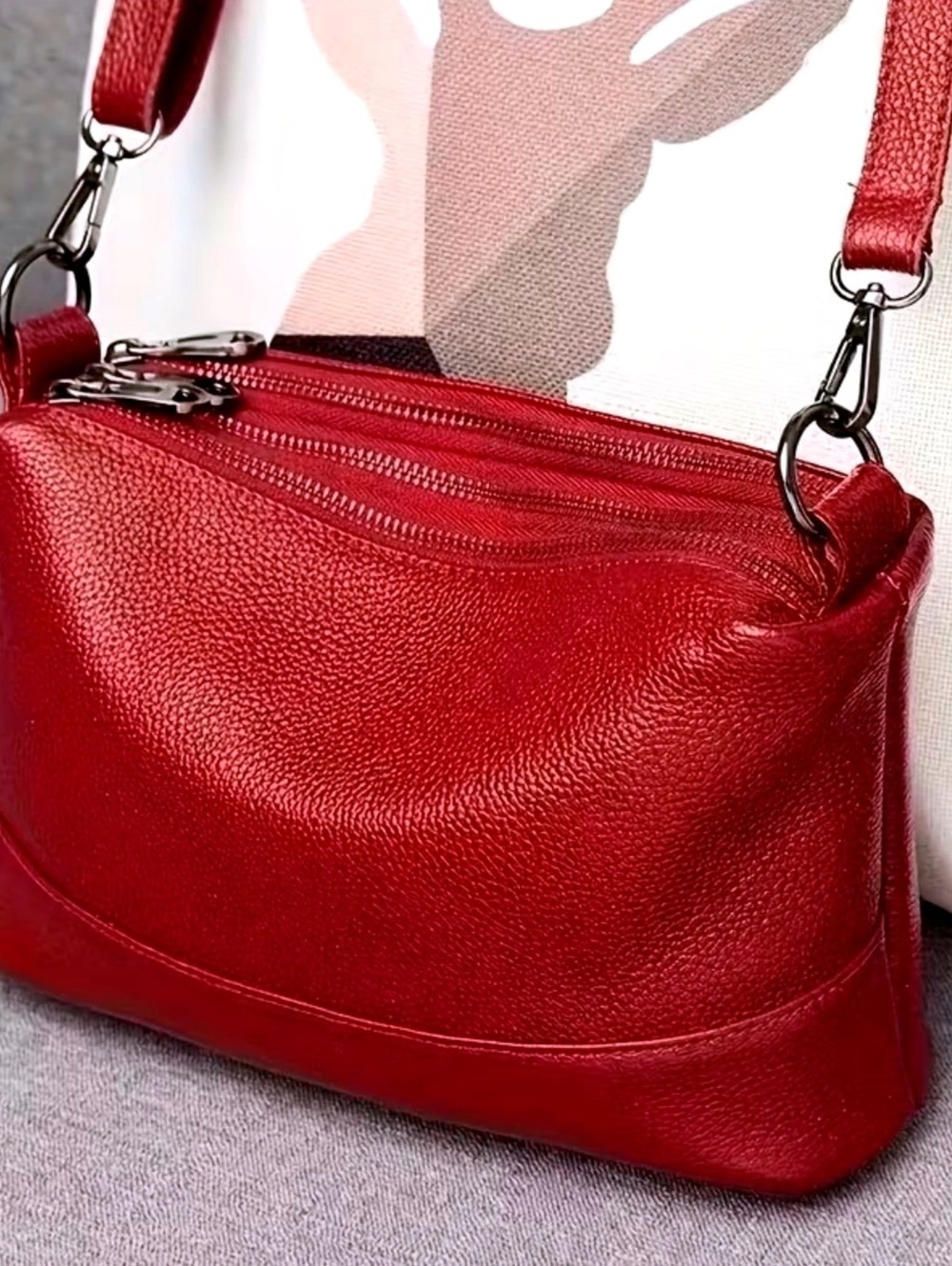 New -Beautiful -Red -Multifunctional Faux Leather Crossbody Shoulder Bag